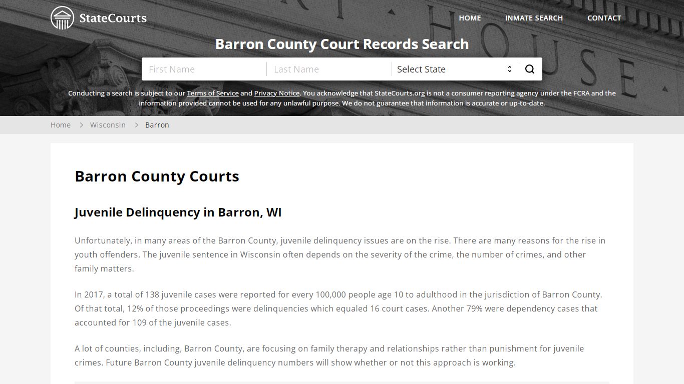 Barron County, WI Courts - Records & Cases - StateCourts