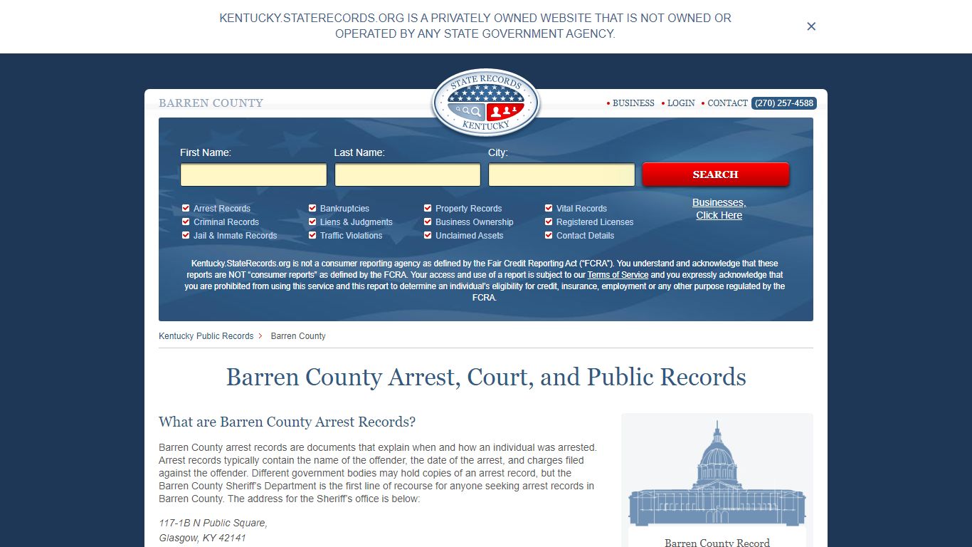 Barren County Arrest, Court, and Public Records